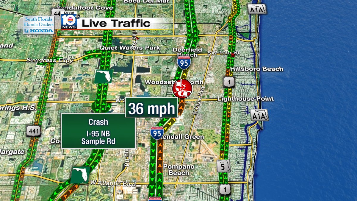 Crash on I-95 NB and Sample Rd #TRAFFIC https://t.co/gfEBgVqCOm