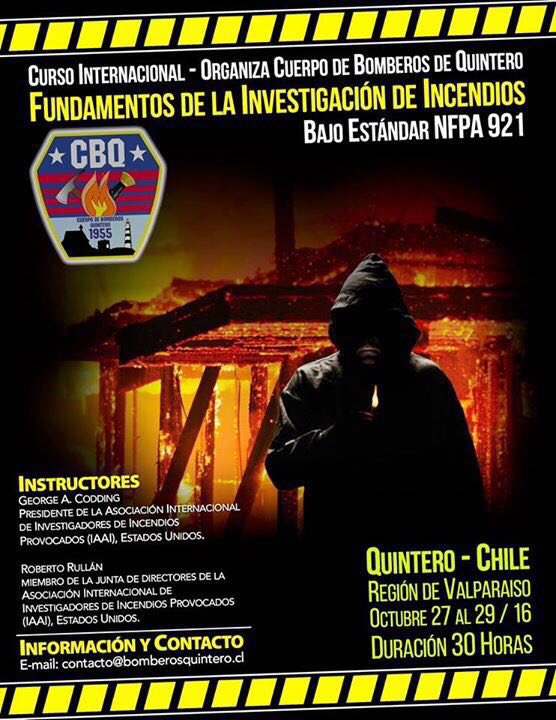 En Octubre curso de investigación de incendios con instructores de la IAAI de Estados Unidos