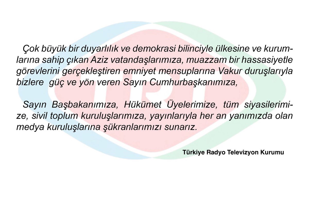 Teşekkür Mesajımız