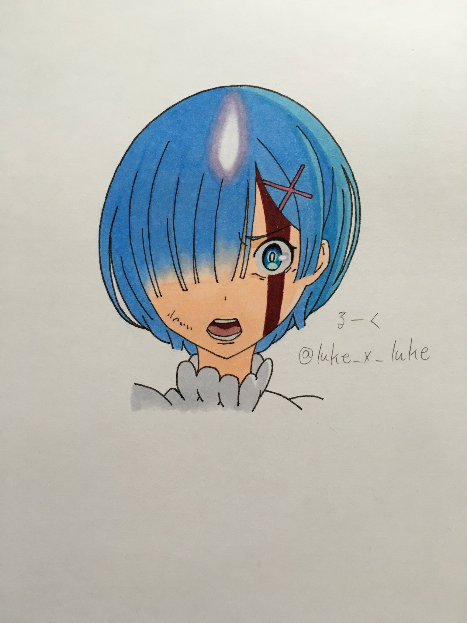 るーく アイコン用に鬼レム描いた 個人的に鳥肌が立った スバルくんに触るな のシーン るーく団 お絵かき村 イラスト同盟活動 T Co Npym3f4wuo Twitter