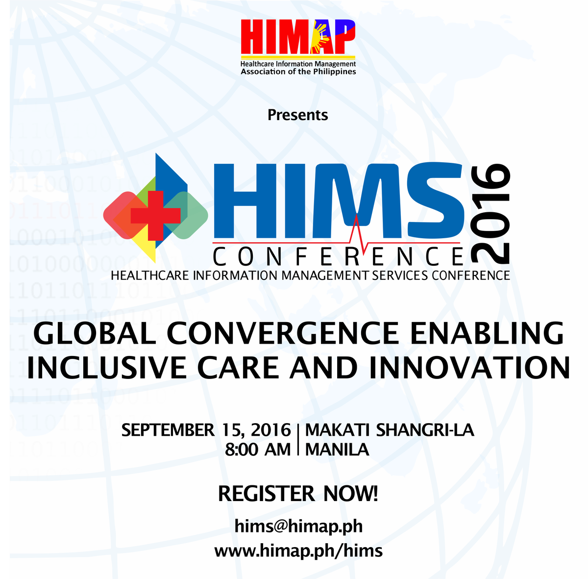 HIMAP_IBPAP's tweet photo. Are you ready for global convergence? Register now for HIMS Philippine Conference this Sep. 15, '16! #himap #himscon https://t.co/srVNDdJrhI