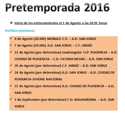 ADSanJorge's tweet photo. Este es el calendario de partidos amistosos de la pretemporada 2016. Aún hay horarios por confirmar #AupaLaBallena https://t.co/ShMTIYJnWI