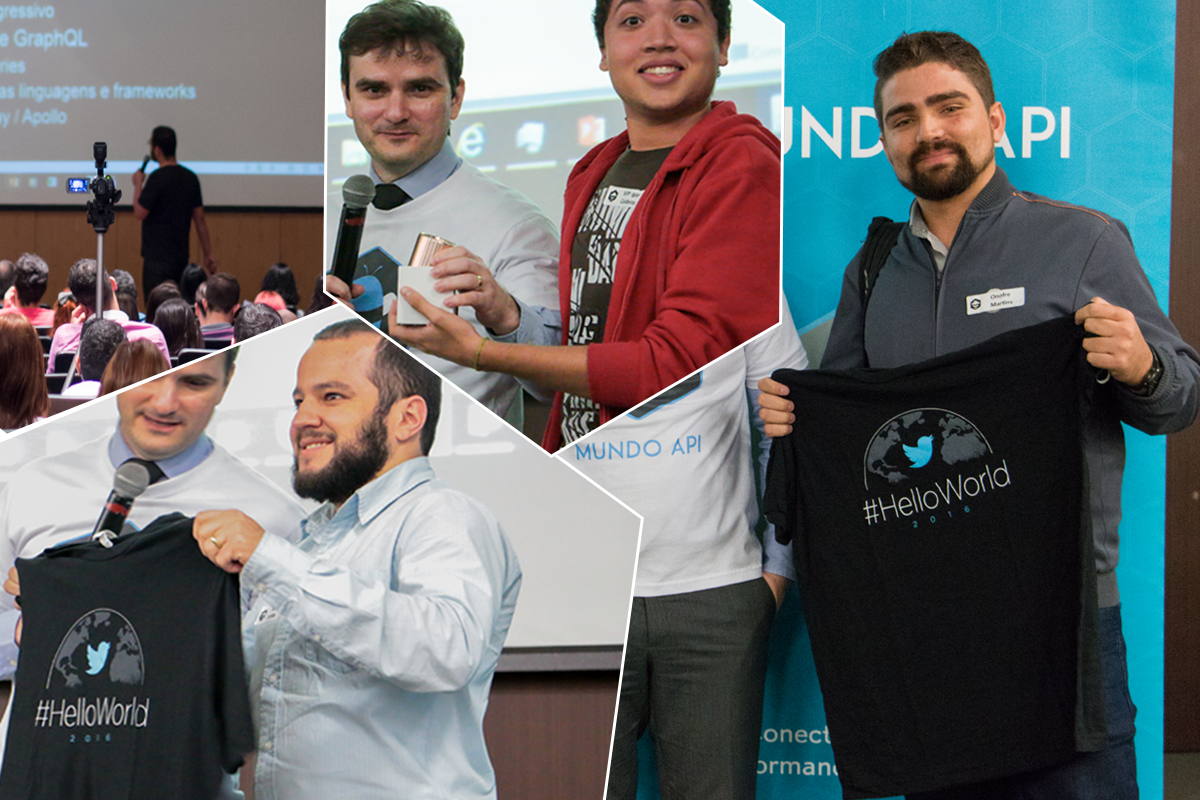 mundoapi's tweet photo. Com o apoio do pessoal da @TwitterDevBR sorteamos vários brindes para a galera do #MundoConectado2016! #Twitter #API https://t.co/gmRI4FsRuU
