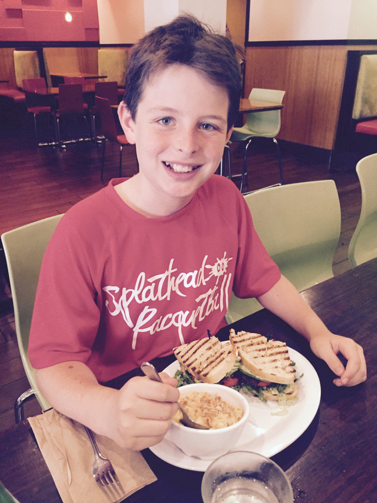 FindDaneElkins's tweet image. Cody enjoying his #BTLA @VeggieGrill #yummy @vegansportskid @splathead #racquetball sponsored