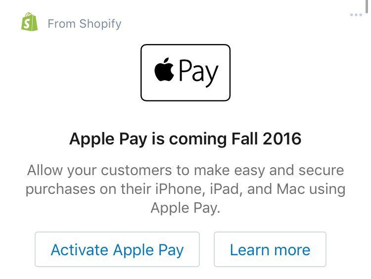 Too excited for this! Apple Pay on Shopify
