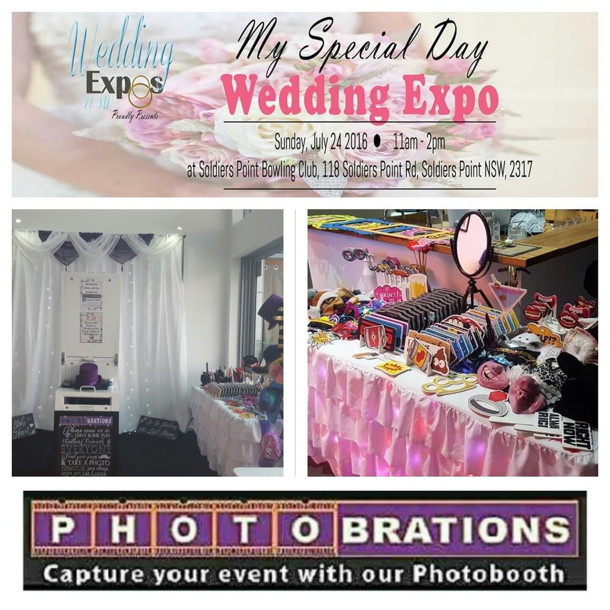 Photobrations's tweet image. This Sunday, we are very excited to be exhibiting at Soldiers Point Bowling Club's Wedding Expo.