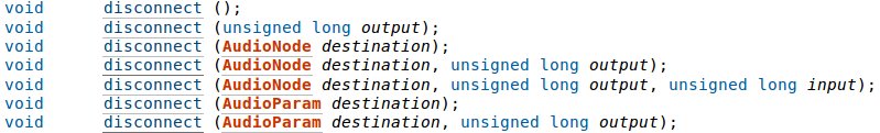 padenot's tweet image. I just landed all the `AudioNode.disconnect` variants in Gecko #webaudioapi