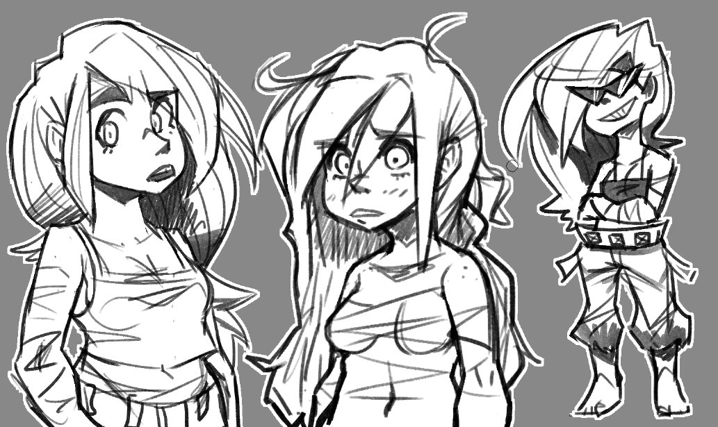 Some doodles of June and a pokemon I made up 