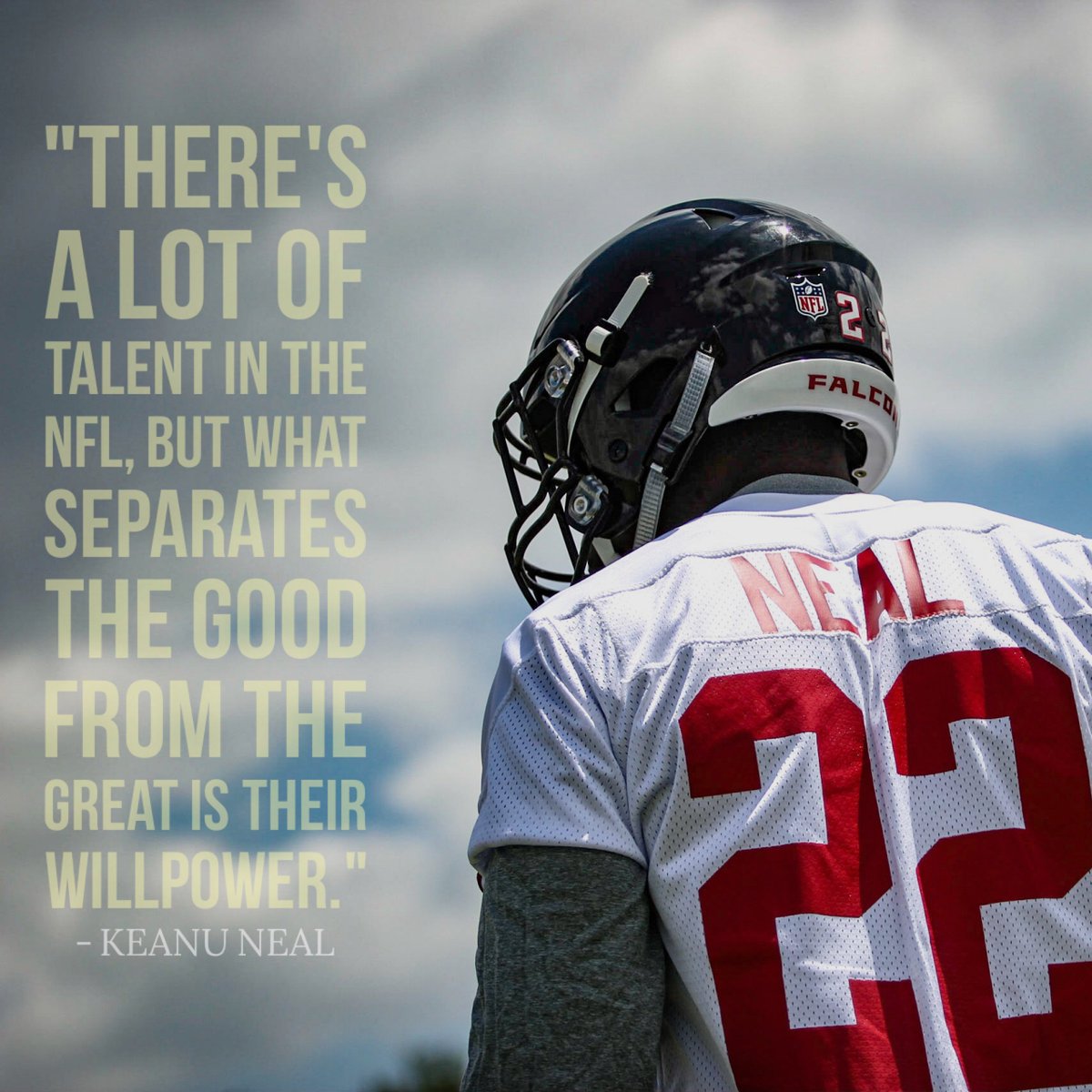 AtlantaFalcons's tweet photo. Rookie @Keanu_Neal dropping some #MondayMotivation https://t.co/bhBiNZ6mwm