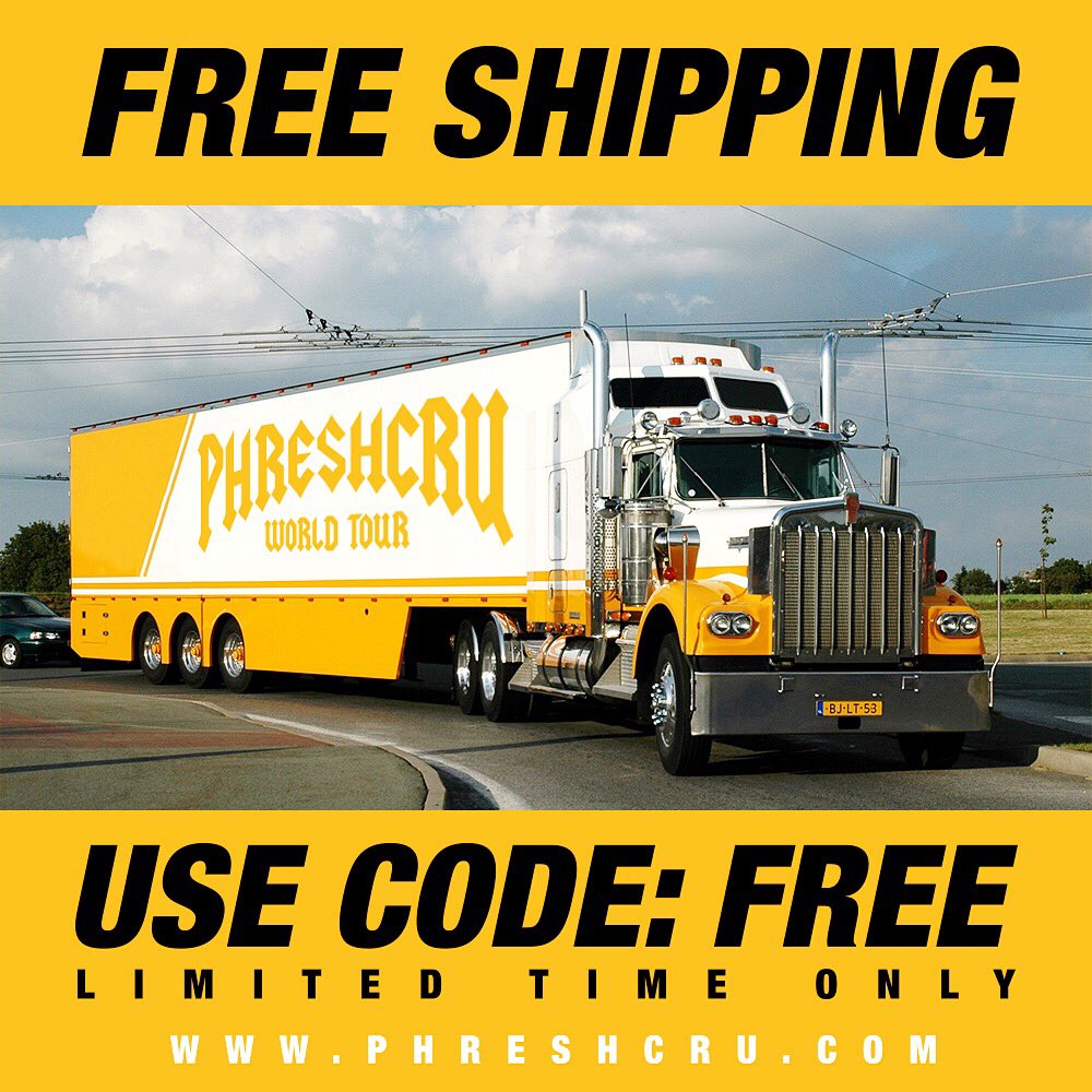 PHRESHCRU's tweet photo. All my players and C R U members use discount code "Free" at checkout for the free shipping juug. 📦📦📦 https://t.co/H23nlmw5TN
