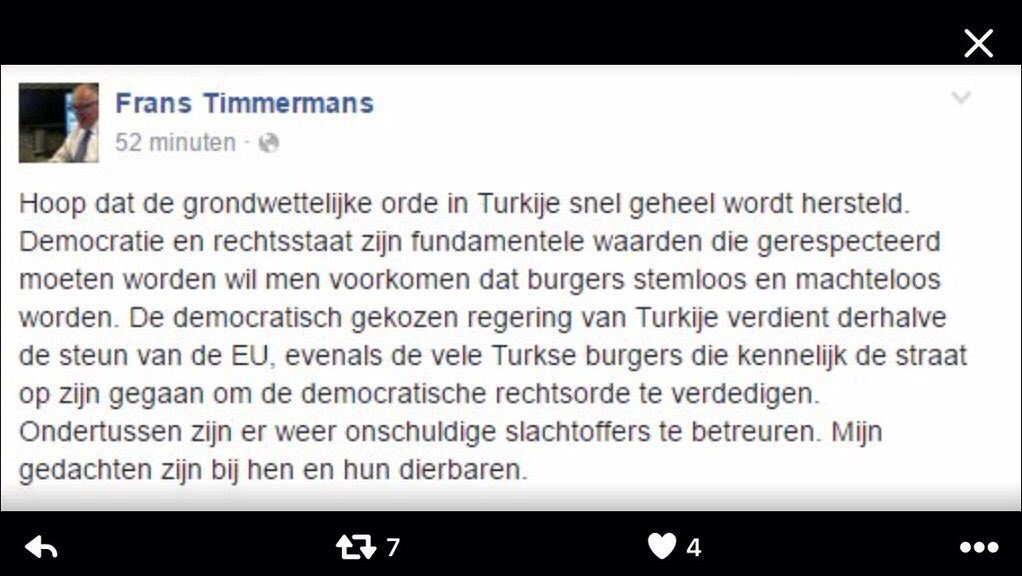 PieterOmtzigt's tweet image. Beste @TimmermansEU 
Wanneer schrijf je nieuw blog?
Of meen je dat de grondwettelijke orde hersteld is in Turkije?