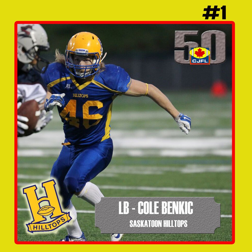 CJFLnews's tweet photo. #CJFLTop50 - Cole Benkic from the @SaskHilltops is #1 #CJFL https://t.co/i24w0eRgNQ