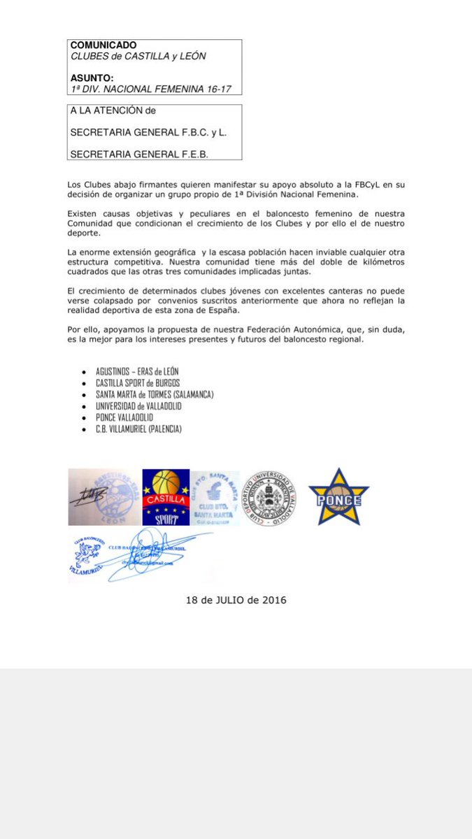 UVaEBA's tweet photo. Comunicado conjunto @PonceVaCB @cbsantamarta @cbAgustinosEras @cbvillamuriel @Castilla_Sport https://t.co/mcyBoN2SJz