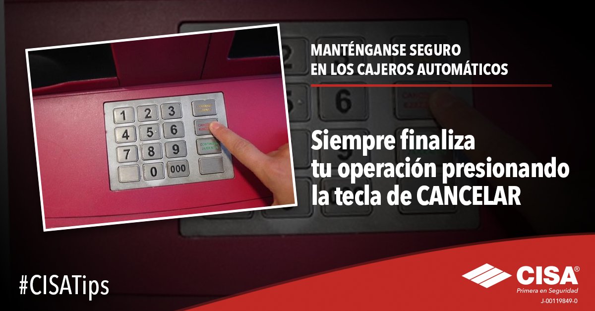 CisaVenezuela's tweet image. Siempre recuerda al terminar tu operación en el cajero automático, presionar la tecla &quot;CANCELAR&quot; #CISATips
