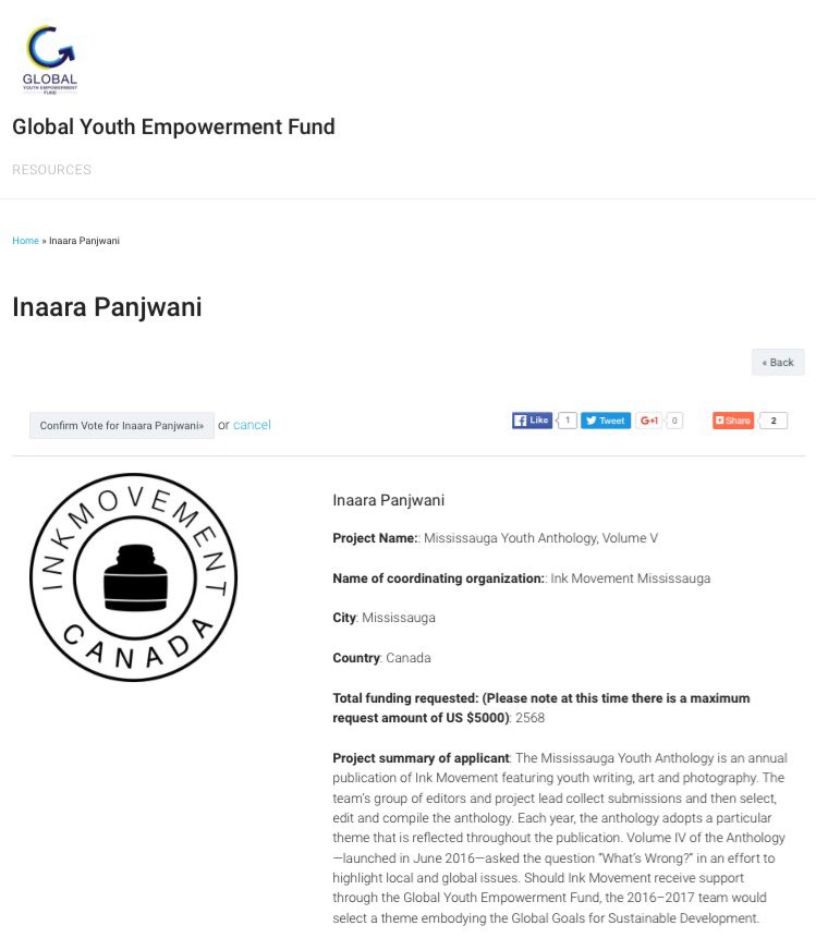 Vote for us in the public voting round of the Global Youth Empowerment Fund to support next year's anthology!