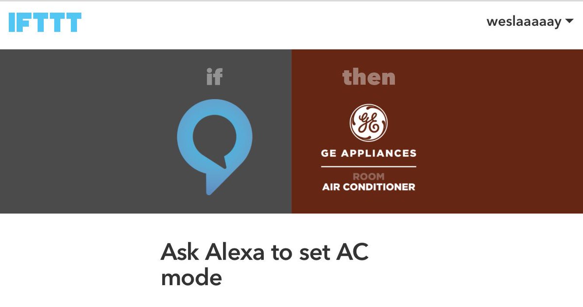 wbornor's tweet image. Alexa, trigger the AC on!! @GE_Appliances @IFTTT @amazonecho #IoT #SmartHome