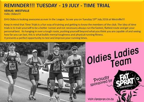 Reminder!! Time Trial at Westville, tomorrow, Tuesday 19th July #DHSOldies #TimeTrial #DurbanRunner #GU #FatSprat