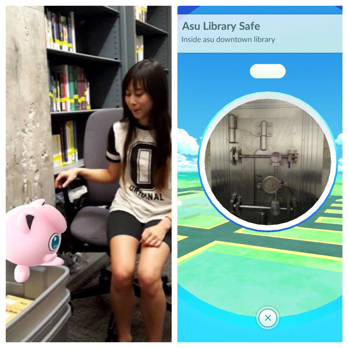 ASULibraries's tweet photo. Pokemon are visiting the Downtown Phx campus Library. Stop by our vault door for more Poke stop items #pokemongo https://t.co/I6pyn8ZP7t