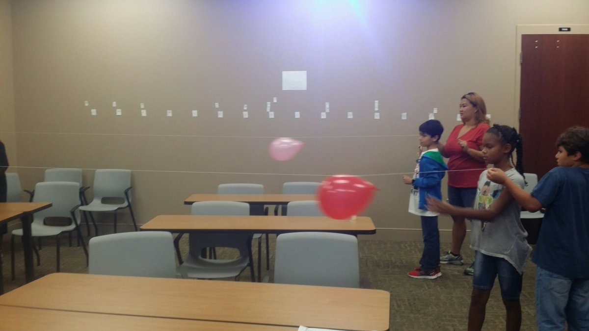 tchavis1108's tweet photo. STEM Camp: Building, launching, and testing balloon rockets.  @dcrawfordbge @jlee_bge @Supt_LCSS @LibertyCoSchool https://t.co/473SJC5Hm0