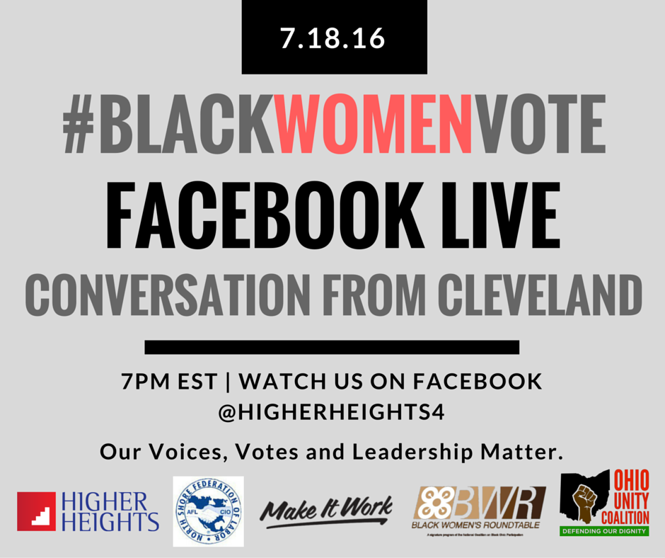 NBCBLK's tweet photo. @HigherHeights4 will be hosting this #BlackWomenVote town hall on Facebook Live tonight at 7pET #RNCinCLE https://t.co/TLSjU1dEaK