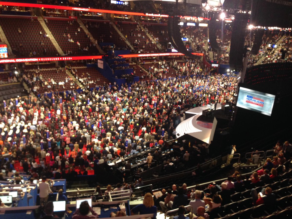 Chaotic scene at #RNCinCLE squashes #NeverTrump group efforts to change party rules to switch delegate votes https://t.co/DEwLBaibgd