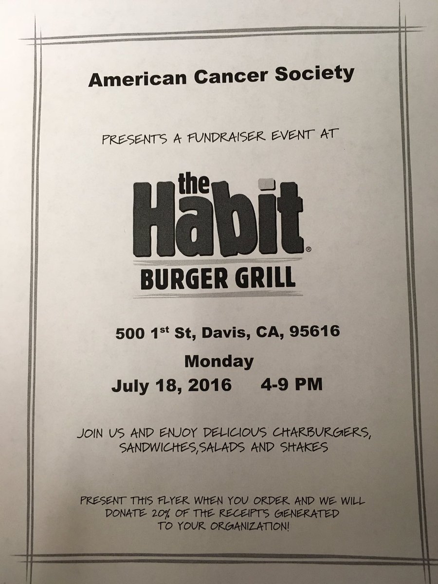 WalkClock's tweet image. TEAM FUNDRAISER @ Habit Burger tonight from 4-9 pm. Mention: @RelayForLife or show this flyer at the register.
