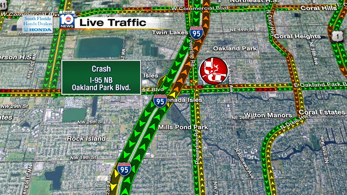 CRASH: I-95 NB & Oakland Park Blvd.  #TRAFFIC https://t.co/usqnnOAsog