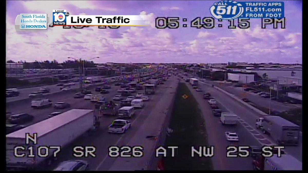 CRASH: SR 826 NB & NW 25th St. Expect heavy delays. #TRAFFIC #MIAMI https://t.co/WDGBjRIJmT