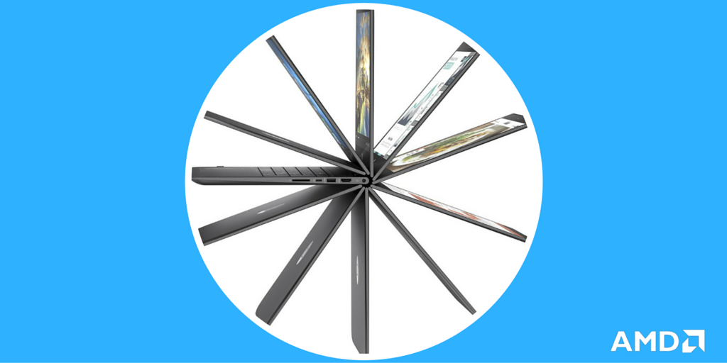 AMD's tweet image. Check out the versatility of @HP's x360! Which mode do you prefer- tablet. laptop,  other? bit.ly/29HJend