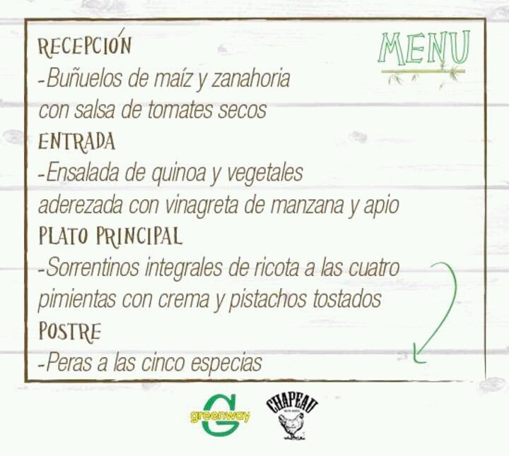 Este sábado 21:30 cena greeway en Chapeu Resto
Menú #vegetariano en #4pasos
Reservas: 2235257928 / 2234384260