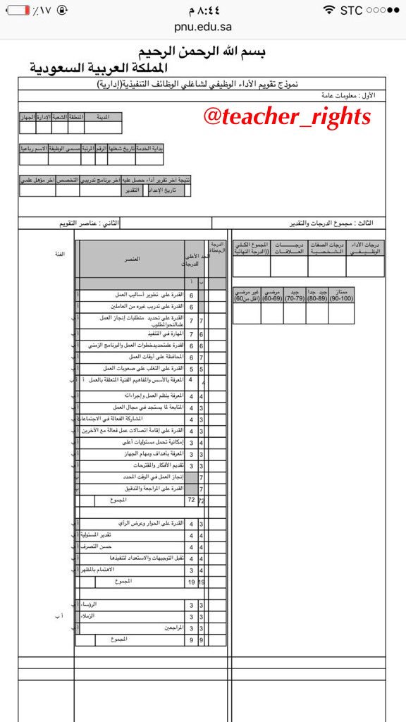 نموذج تقييم الأداء الوظيفي