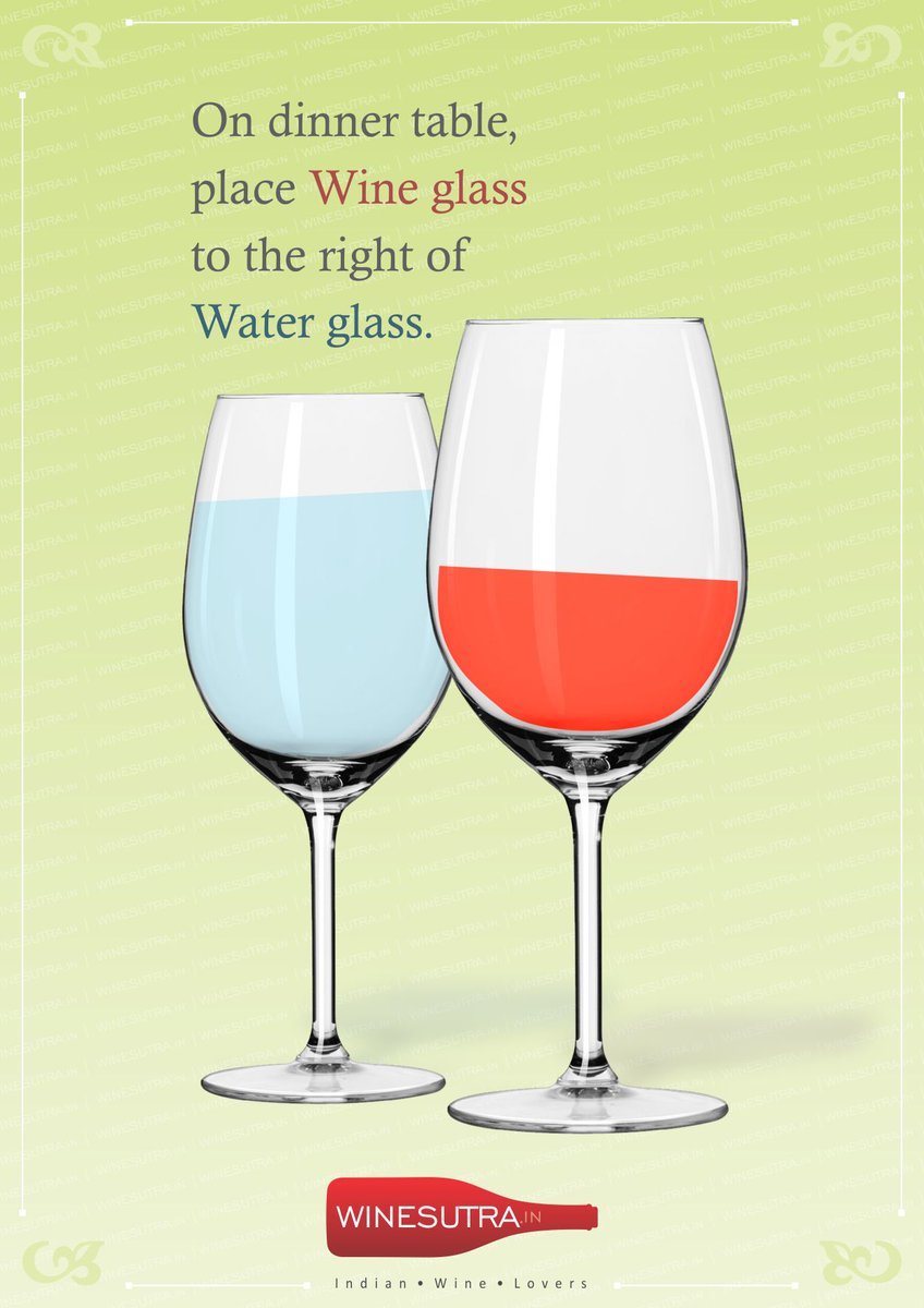 WineSutraDotIn's tweet photo. Placing #wineglass to the right of Water glass makes it more accessible than #water .( #justkidding) (But it helps!) https://t.co/tosKRF4WjM