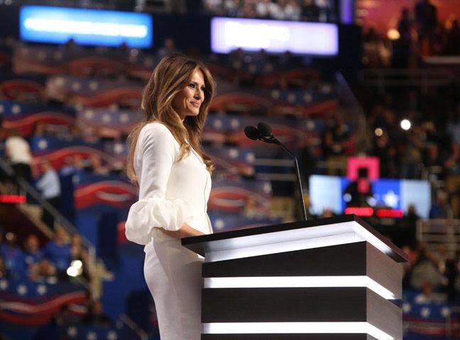 UnarmedVictims's tweet photo. #Whiteprivilege is when #MelaniaTrump claims she wrote a speech but later it's @MichelleObama words. #RNCinCLE https://t.co/MVtOOKiV7Y