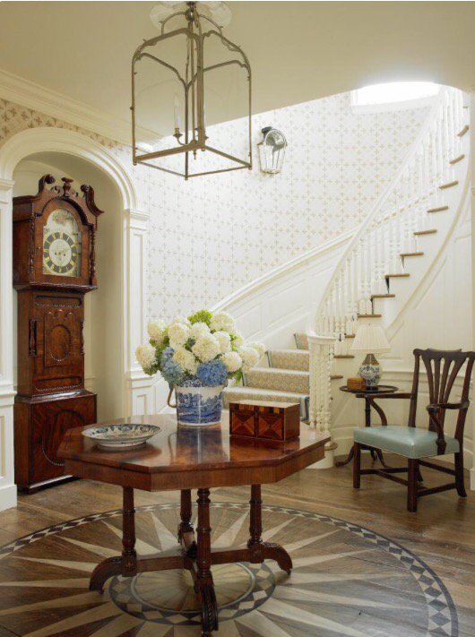 A stair hall in the Hamptons.
