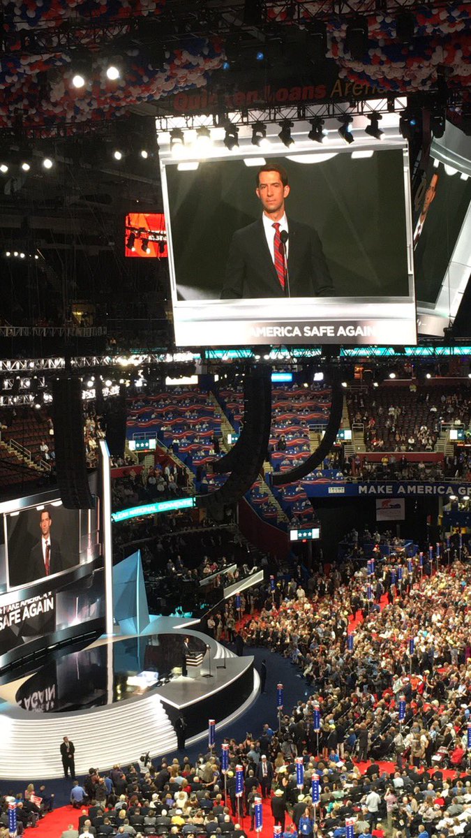 ARGOP's tweet photo. .@SenTomCotton representing Arkansas on stage at the #RNC2016 #RNCinCLE #ARGOP #arpx https://t.co/AcmSE2dgRA