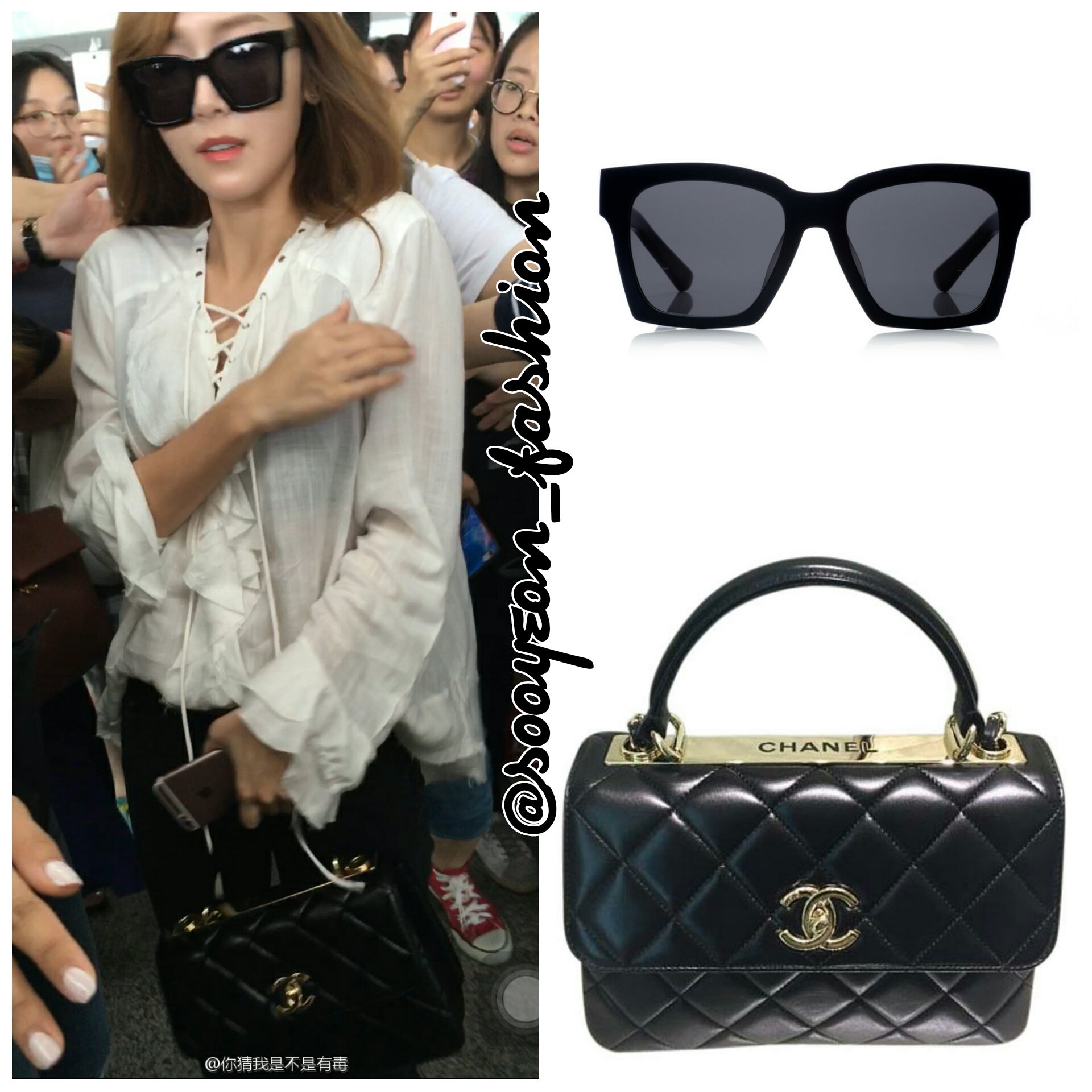 jsy fashion on X: 160719 Changsha Airpot EYEWEAR: B&E New York, $260  BAG: Chanel Small Trendy CC Flap, $5600 #JessicaJung   / X