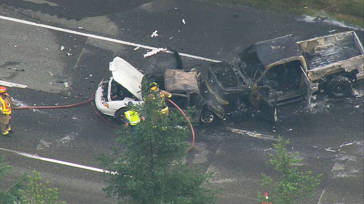 Two Vehicles Catch Fire Three People Injured In I 90 Crash Komo Two Vehicles Catch Fire Three People Injured In I 90 Crash Komo