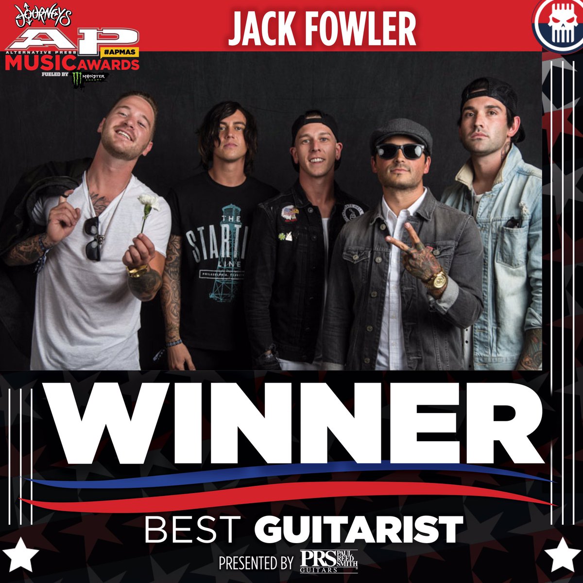 AltPress's tweet photo. We tallied up the score! Best Guitarist presented by @prsguitars goes to @JackSWS of @SWStheband!!! 🎸 #APMAS https://t.co/k2astNv8HD