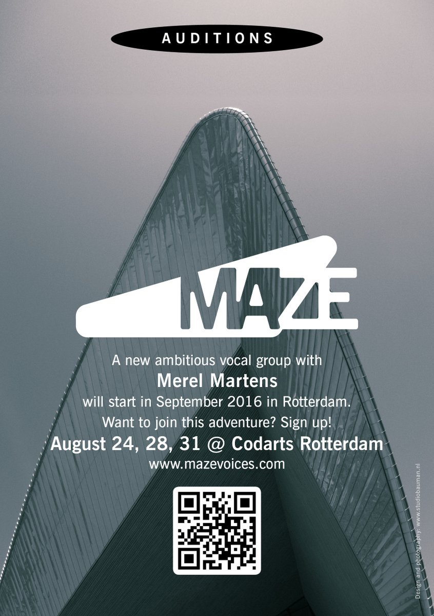 #zingen bij ambitieuze nieuwe #vocalgroup in Rotterdam? mazevoices.com