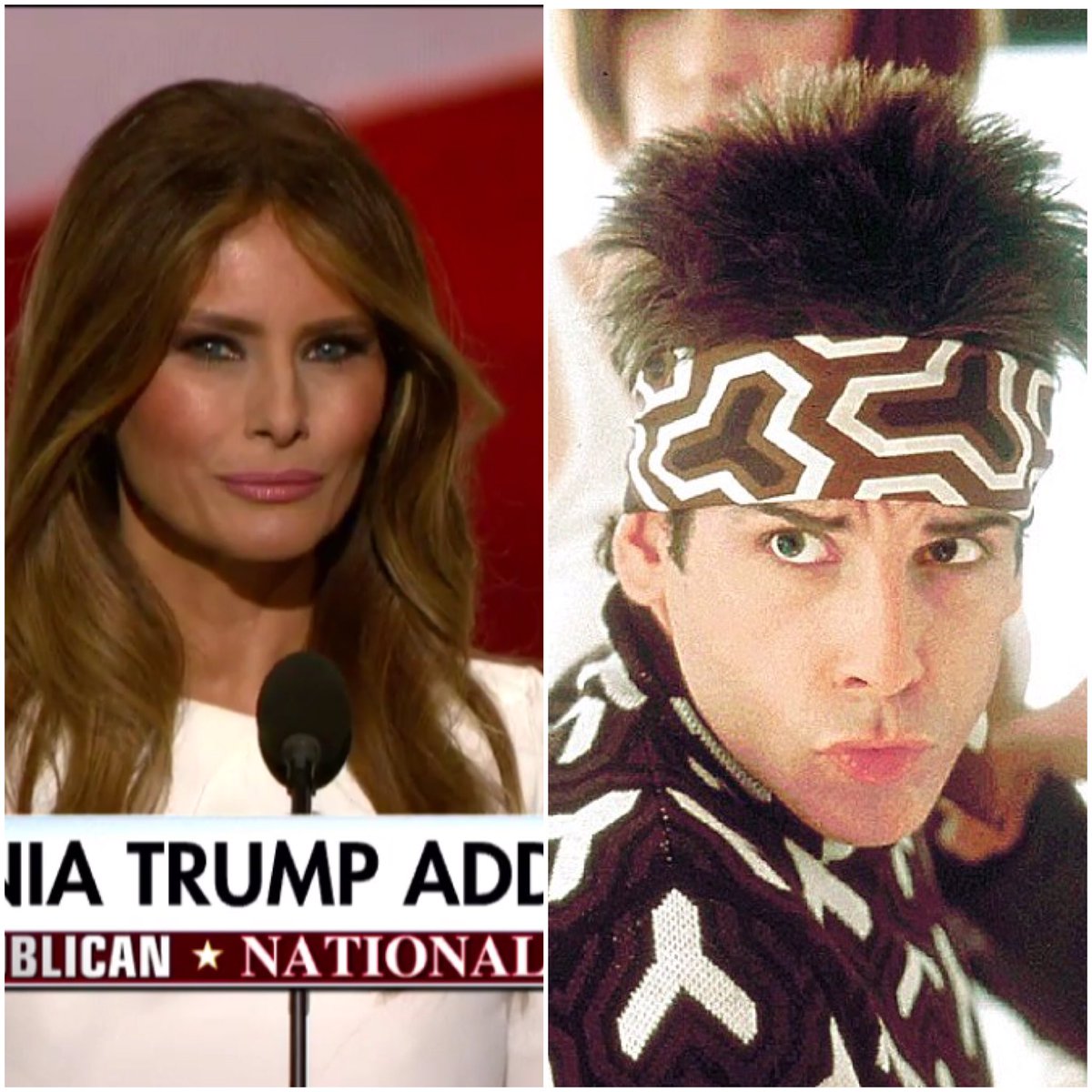 divine9studio's tweet photo. #MelaniaTrump didn't just steal #MichelleObama speech ๐ she also stole #Zoolanders signature look BlueSteel ๐ lmao https://t.co/Uyey4ei5gR