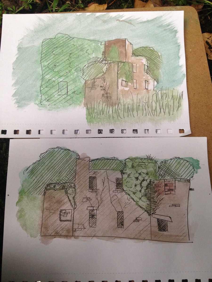 innerforth's tweet image. Looking back at how our sketchers captured Kennetpans in ink and watercolour with @edinsketcher @kennetpanstrust