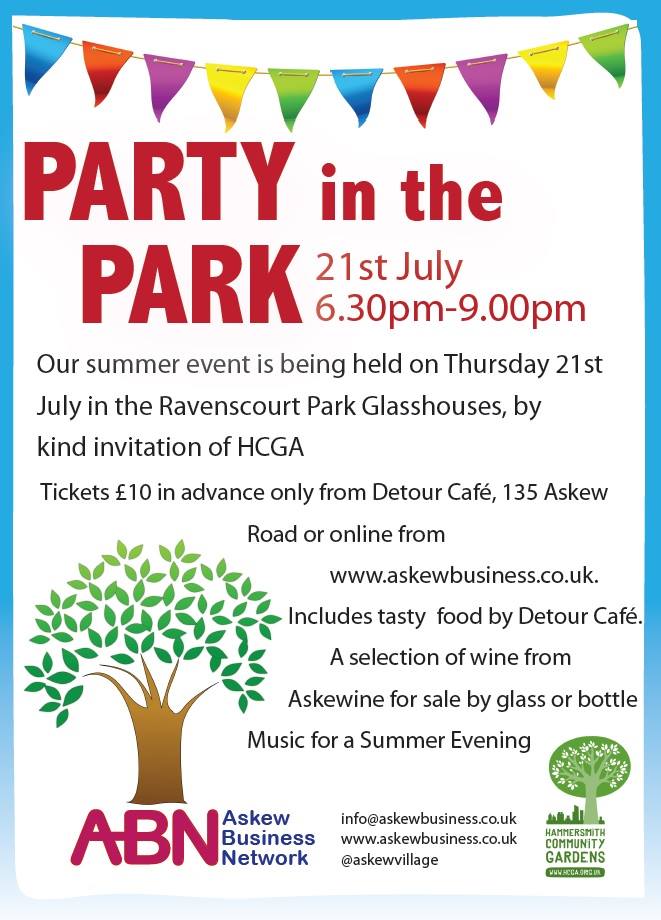 Have you got your tickets for PARTY IN THE PARK ? <a href="/AskewVillage/">Askew Business Net</a> <a href="/HCGAGardens/">HCGA</a>  askewbusiness.co.uk/events/abn-hcg…