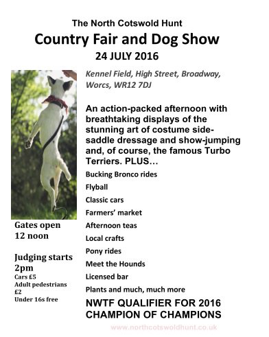 Here is the line-up for this Sunday's <a href="/NCHCountryFair/">NCH Country Fair</a> &amp; Dog Show in #Broadway details of the dog classes to follow..