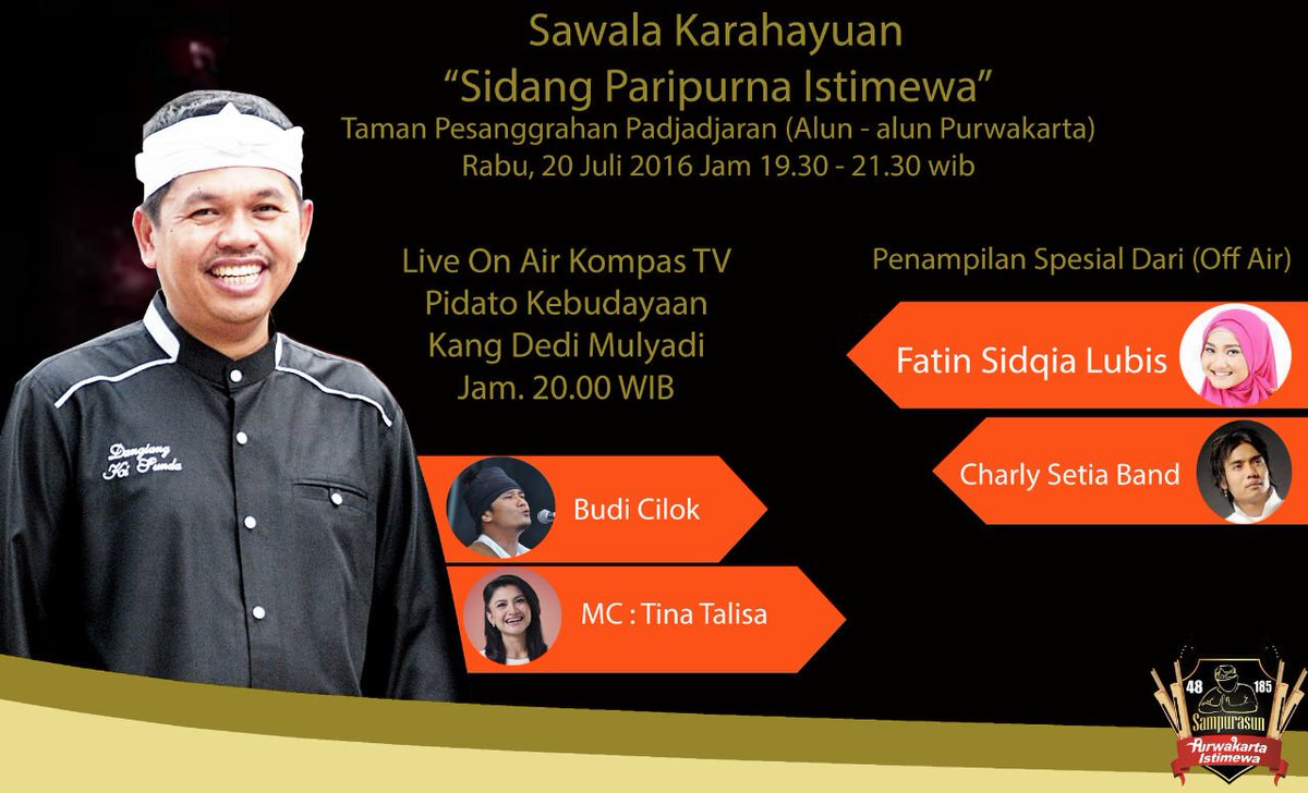 DediMulyadi71's tweet photo. mitembeyan hari jadi Purwakarta ke 185 dan hari jadi kabupaten ke 48 https://t.co/C0CG5EPjav