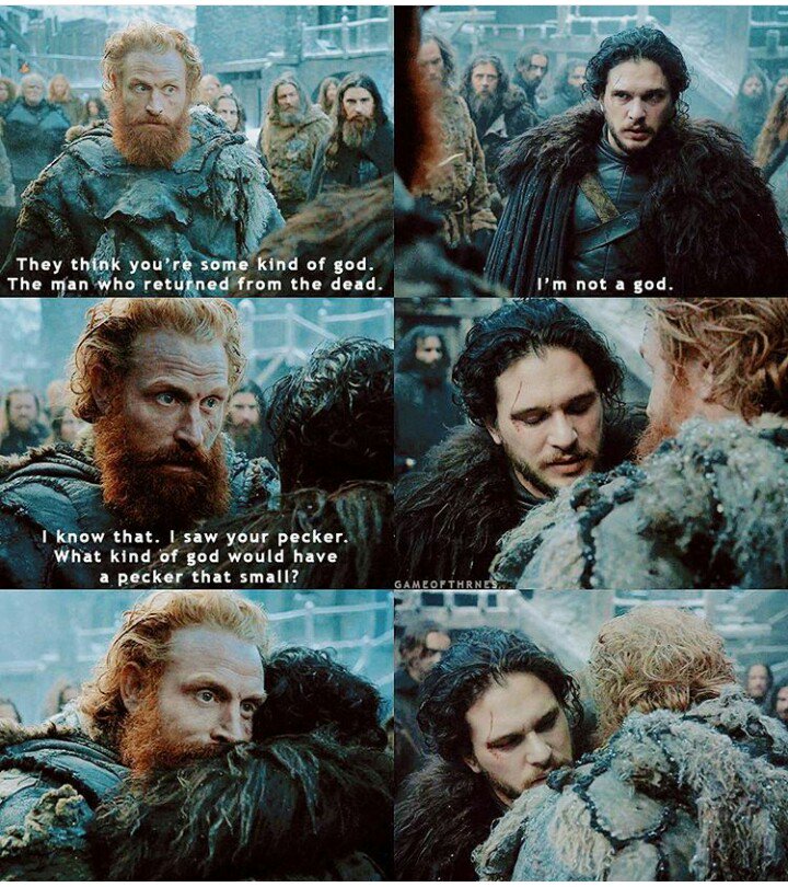 wameswarvey's tweet photo. #gameofthrones #jonsnow #tormund #smallpecker https://t.co/ySyHzhrY8M