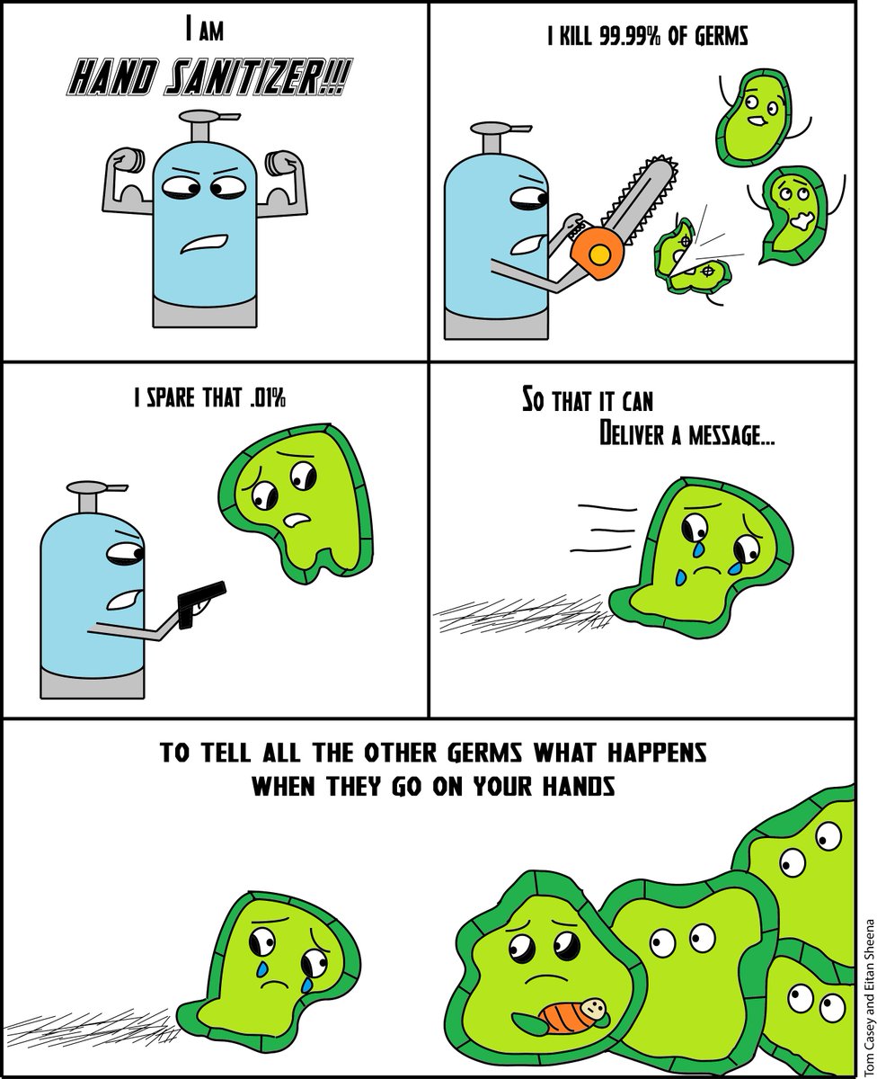 MensHumor's tweet photo. Ever wonder why hand sanitizer only kills 99.99% of germs? https://t.co/kPZRmMJLan