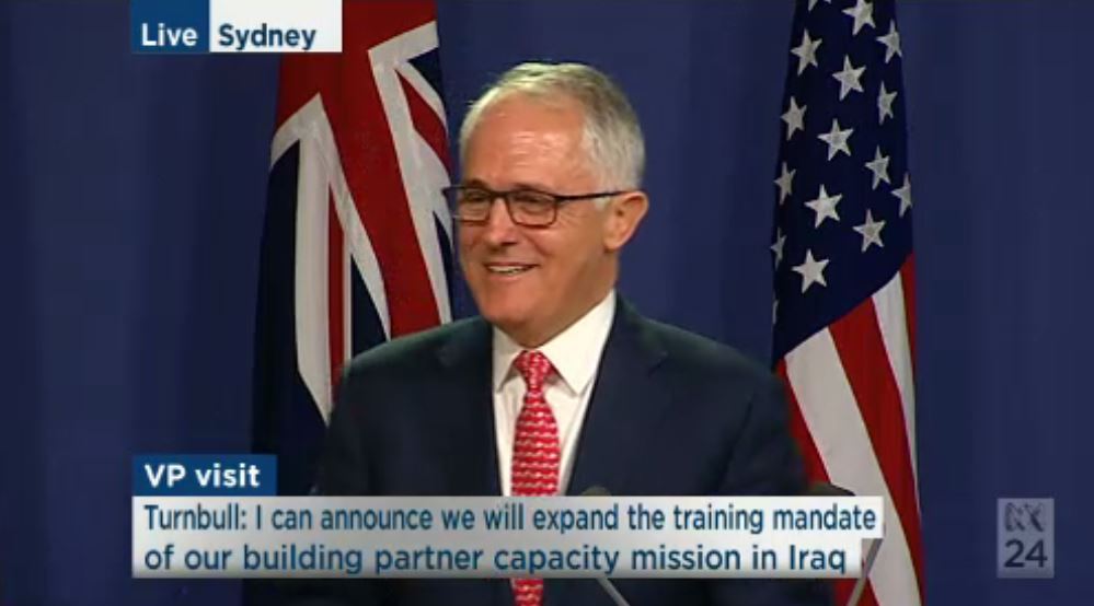 abcnews's tweet image. .@TurnbullMalcolm announces "We will expand the training mandate of our building partner capacity mission in Iraq"