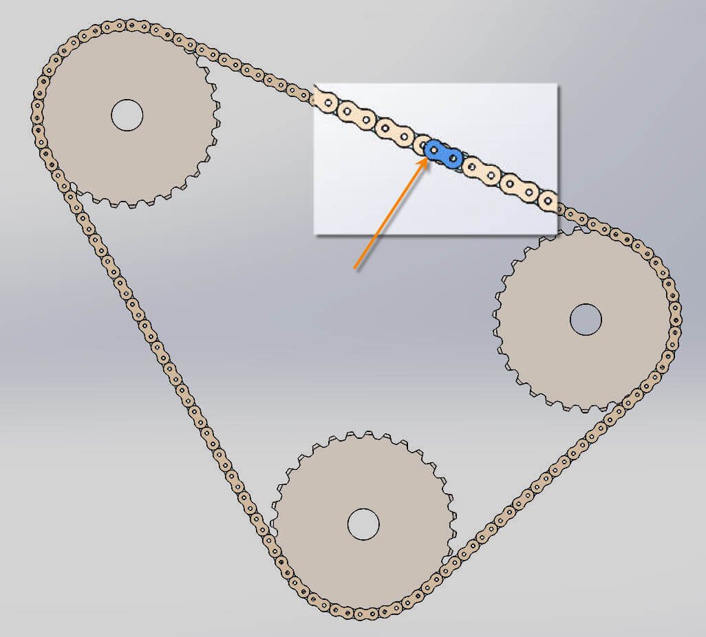 SOLIDWORKS's tweet photo. How to use the SOLIDWORKS belt/chain assembly feature to control a chain https://t.co/MOMMlxajgI https://t.co/892FtWnerH