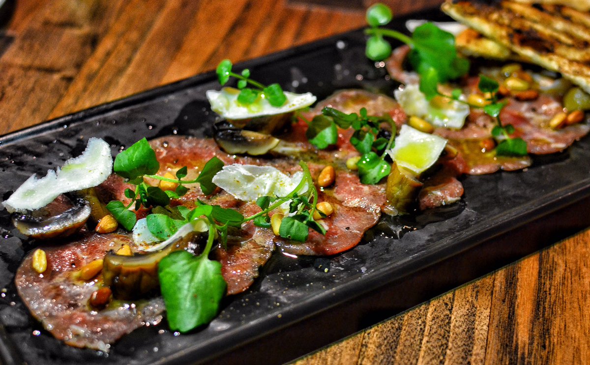 HungryHongKong's tweet photo. Angus Carpaccio at Settimo Cielo restaurant at The Layar, Bali @elitehavens @TheLayarBali https://t.co/UG5xauOWRH