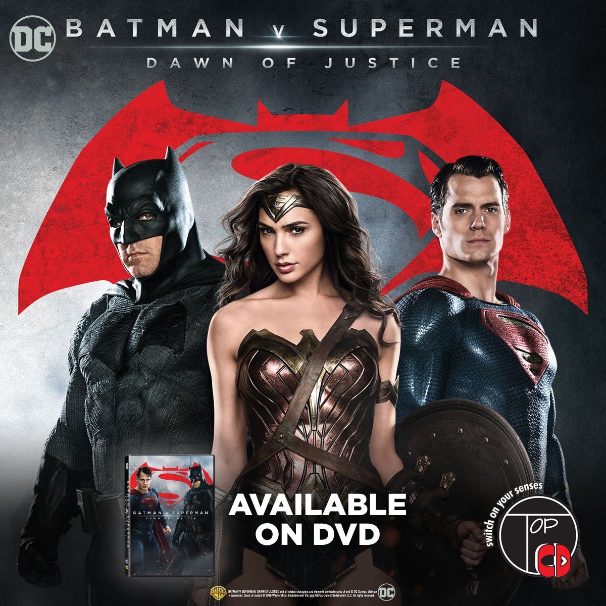 New on the movie shelves! Batman v Superman available on DVD, Blu-ray and 3D Blu-ray. #BatmanvSuperman #dccomics